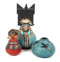 Three Southwestern Style Painted Gourds