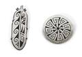 Two Hopi Silver Overlay PendantBrooches Ramon Dalangyawma