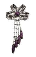 A Mexican Silver and Amethyst Brooch