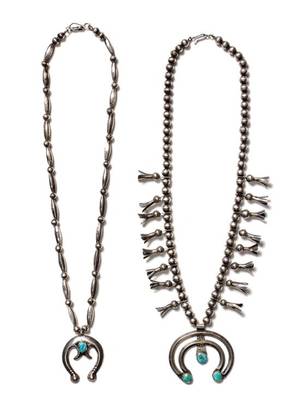 Two Southwestern Silver and Turquoise Necklaces