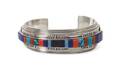 A Kiowa Silver Lapis Coral Silica and Turquoise Bracelet Byron McCurtain