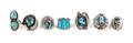 Seven Southwestern Silver and Turquoise Rings
