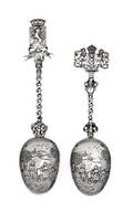 A Group of Two Dutch Silver Serving Spoons