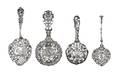 A Group of Four Continental and English Silver Serving Spoons