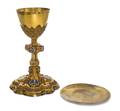 A French SilverGilt and Enamel Chalice and Paten