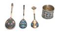 Three Russian Enameled Spoons