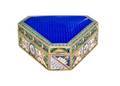 A Russian Jeweled Guilloche Enamel and Silver Box