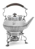 An Edwardian Silver Kettle on Lampstand