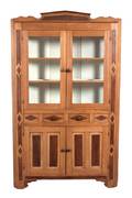 An Inlaid Wood Norwegian Corner Cupboard