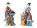 Two Chinese Export Famille Rose Porcelain Figures of Meirens