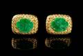 A Pair of Chinese 18 Karat Gold and Jadeite Cufflinks