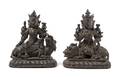 A Pair of Chinese Bronze Figures of Guanyin