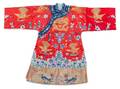 A Chinese Red Embroidered Silk Dragon Robe