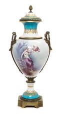 A Sevres Gilt Metal Mounted Porcelain Urn