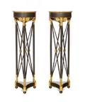 A Pair of Neoclassical Painted and Parcel Gilt Pedestals