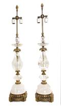 A Pair of Gilt Bronze Mounted Rock Crystal Table Lamps