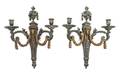 A Pair of Neoclassical Bronze TwoLight Sconces