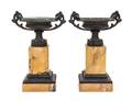 A Pair of Neoclassical Bronze and Marble Tazze
