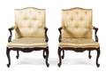 A Pair of George II Style Carved Mahogany Library Chairs
