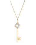 14k Gold Diamond  Topaz Necklace wKey Pendant