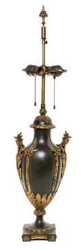 A French Cold Painted and Parcel Gilt Bronze Lamp
