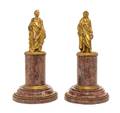 A Pair of French Gilt Bronze and Marble Ornaments
