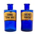 Two Cobalt Glass Pharmaceutical Bottles