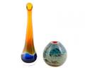 Two Hand Blown Art Glass Vases by Phil Shelby