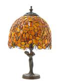 A Continental Amber Bead Figural Lamp