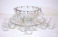Clear glass punch bowl set with 21 cups