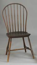 Assembled set of 4 New England bowback windsor side chairs ca 1810