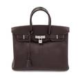 An Hermes 35cm Chocolate Brown Togo Leather Birkin