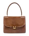 A Gucci Brown Alligator Top Handle Handbag