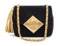 A Chanel Black Satin and Gold Metallic Handbag