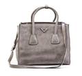 A Prada Grey Suede Twin Pocket Tote Handbag
