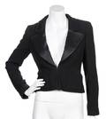 A Chanel Black Boucle and Satin Lapel Jacket
