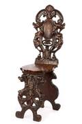 Continental 19th C Carved Walnut Hall Chair