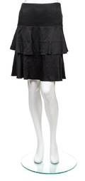 A Chanel Black Silk Tiered Skirt