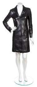 A Chanel Black Lambskin Leather Coat