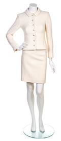 A Chanel Cream Boucle Skirt Suit