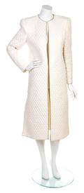 A Mary McFadden Ivory Quilted Coat