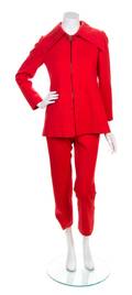 A Pierre Cardin Red Wool Suit