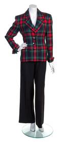 An Yves Saint Laurent Red Tartan Jacket Ensemble