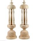Pair of Whitewashed Pine Rotunda Lamps