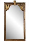 Parcel Gilt Wooden Mirror w Foliate Carving
