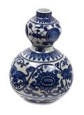 A Chinese Blue and White Porcelain Gourd Form Vase