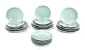 Twenty Molded China Celadon Glazed Plates