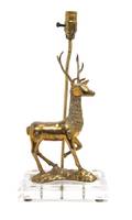 A Brass Stag Form Lamp