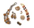 A Group of Orange Tone Costume Jewelry