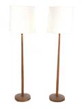 A Pair of Danish Modern Bleached Oak Floor Lamps